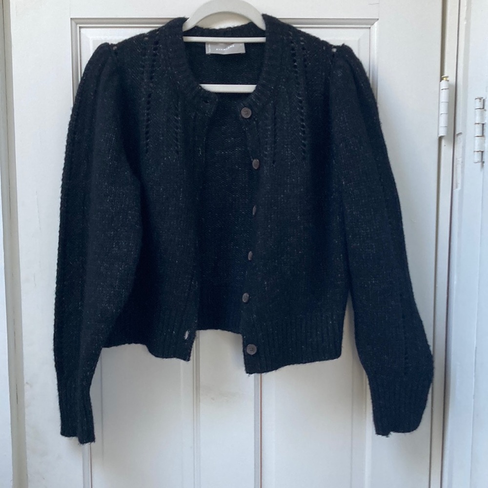 Everlane Alpaca Puff Sleeve Cardigan